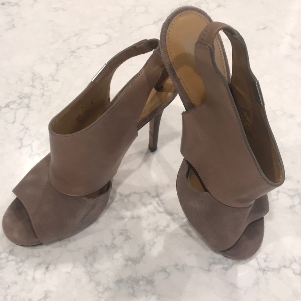 Coach Leather/Suede Open Toe Heels